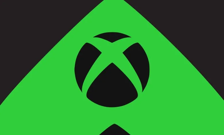 The iconic black Xbox logo is centered on a vibrant green background with abstract black shapes.