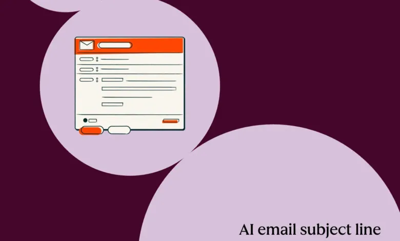 Illustration of an email form with AI subject line optimization text.