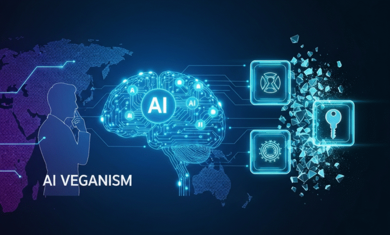 Silhouette of a person thinking next to an AI brain graphic and digital icons.