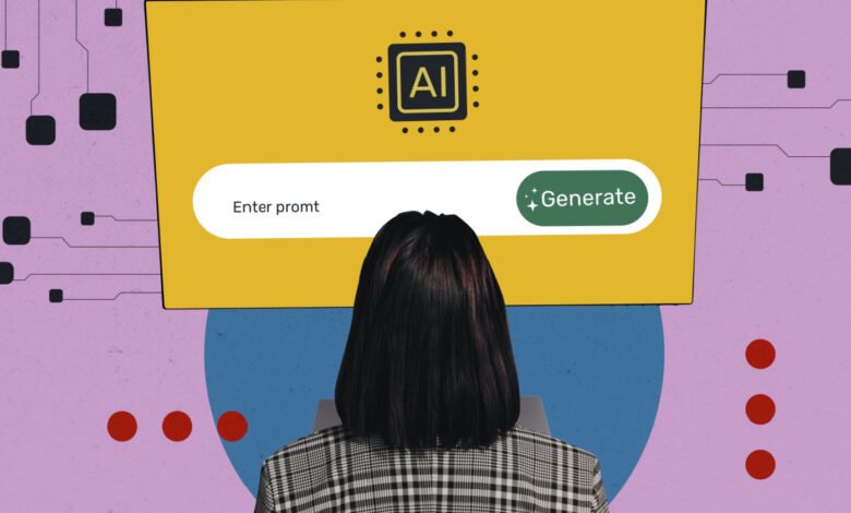 Person using an AI interface to generate content with a prompt.