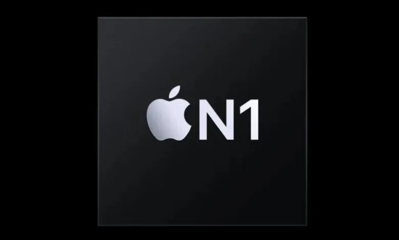 Apple N1 chip logo on a black background