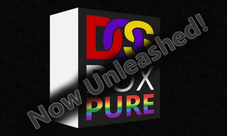 DOSBox Pure logo with text 'Now Unleashed!' and rainbow colors