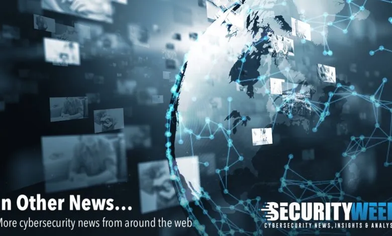 Digital globe with interconnected nodes and floating news clips, featuring SecurityWeek logo.