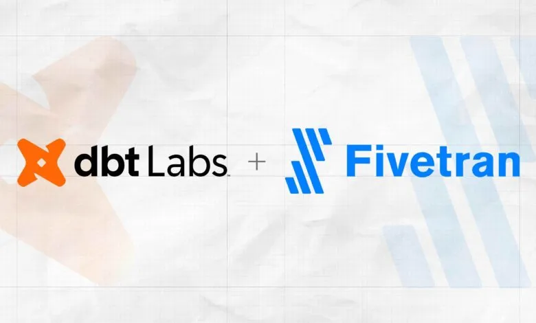 Logos of dbt Labs and Fivetran side-by-side with a plus sign in between.