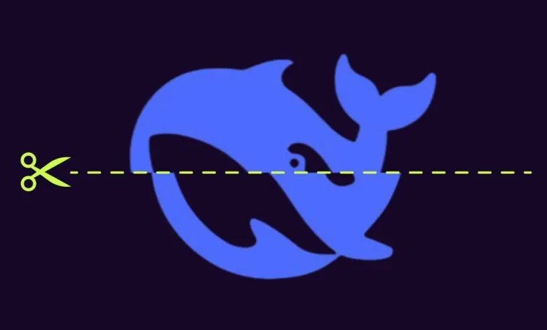 A blue orca whale logo with scissors and a dashed line indicating a cut.
