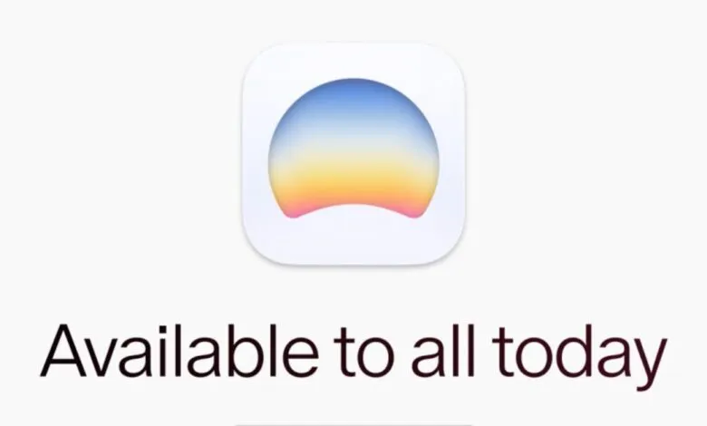 App icon with a gradient sunrise and the text 'Available to all today'.