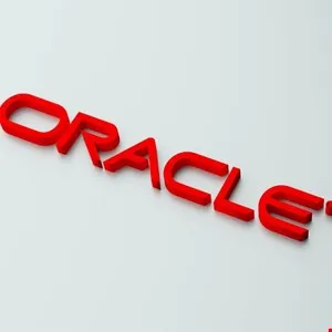 The red, 3D rendered text 'ORACLE' is displayed against a clean white background.