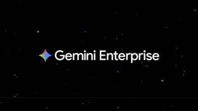 Gemini Enterprise logo with a colorful star icon on a dark background with scattered stars.