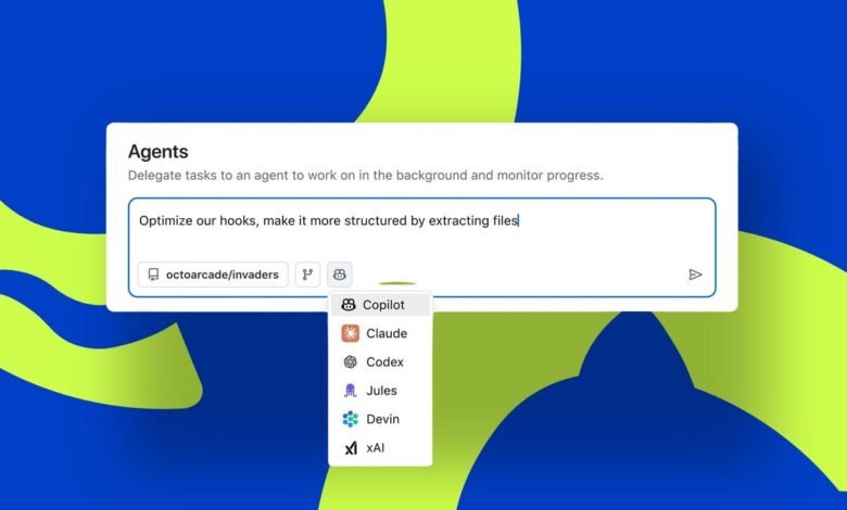 Screenshot of an AI agent interface showing task delegation options.