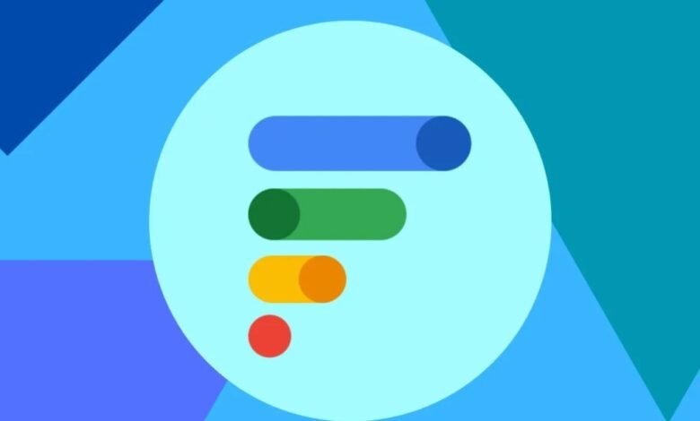 Google Fi logo with colorful bars on a light blue circle background.
