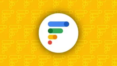 Google Fi logo with colorful bars on a yellow background with a repeating pattern.