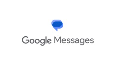 Google Messages logo with a blue chat bubble icon and text.