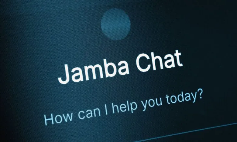 Close-up of a digital chat interface displaying 'Jamba Chat' and 'How can I help you today?'
