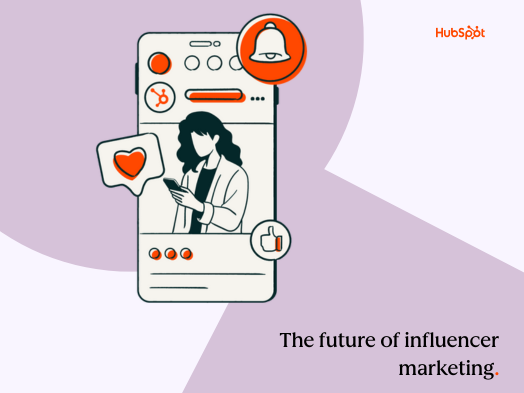 Illustration of a smartphone displaying a social media profile with a woman and engagement icons.