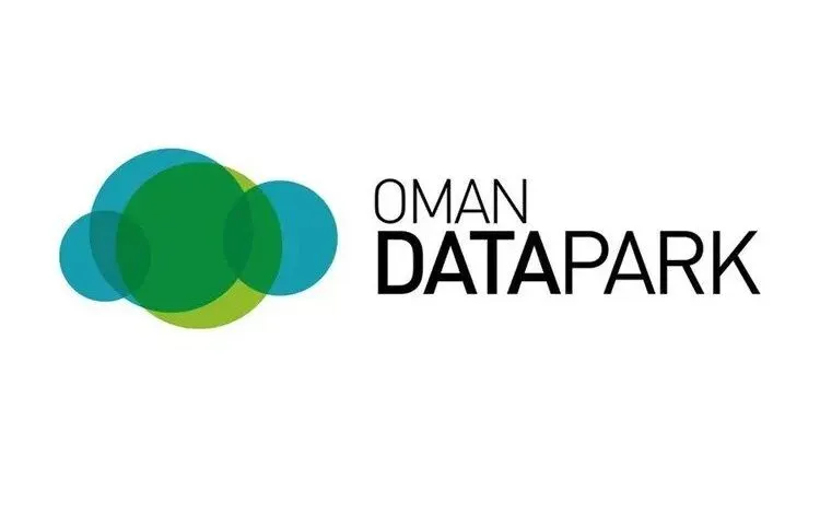 Oman Datapark logo with abstract green and blue circles and black text.