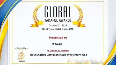 Certificate for Global Takaful Awards presented to O Gold for Best Shariah Compliant Gold Investment App.