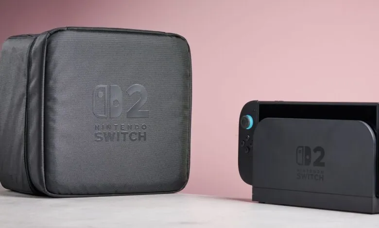 Nintendo Switch 2 console and protective carrying case with embossed logo