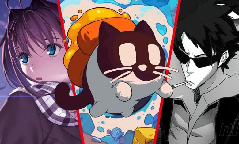 Collage of three anime-style characters: a girl with blue eyes, a cartoon cat, and a man with sunglasses smoking.