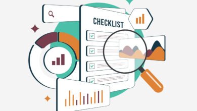 Illustration of a checklist with data charts and a magnifying glass.