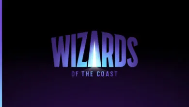 Wizards of the Coast logo with a bright light emanating from the center.