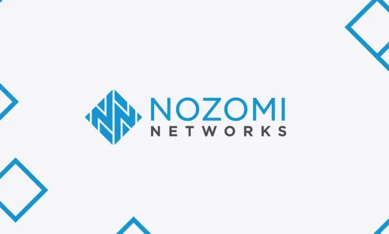 Nozomi Networks logo with blue geometric accents on a white background.
