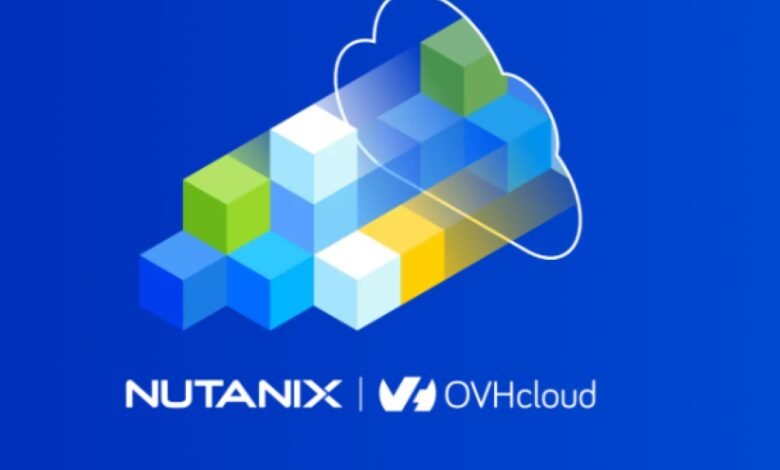 Nutanix and OVHcloud logos with a cloud and cube graphic.