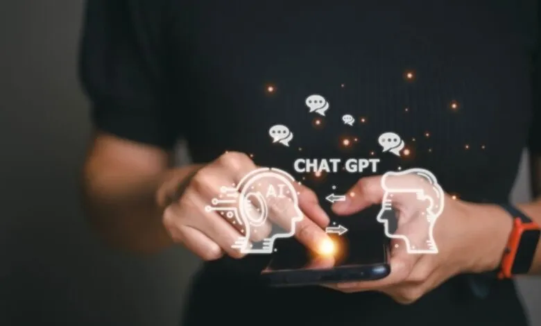 Person interacting with AI chatbot interface on a smartphone.