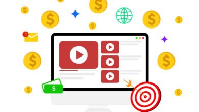 Computer screen displaying video thumbnails with coins and a target.