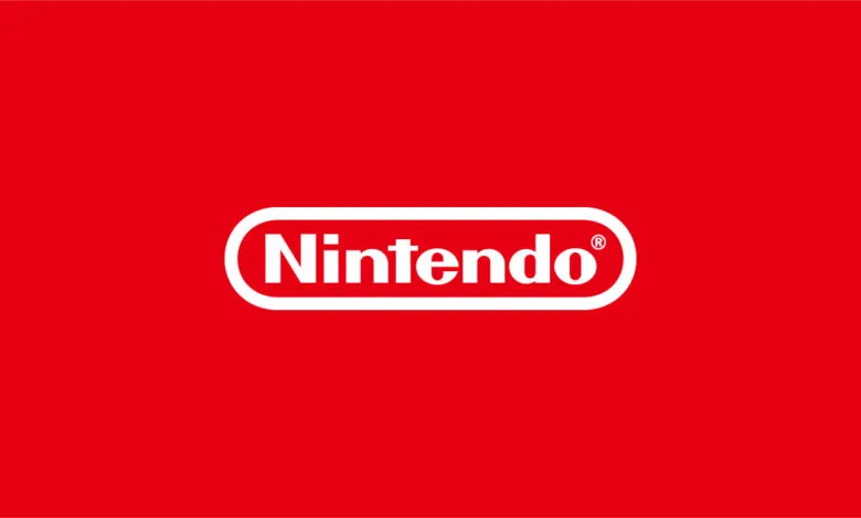 The Nintendo logo in white text on a vibrant red background.