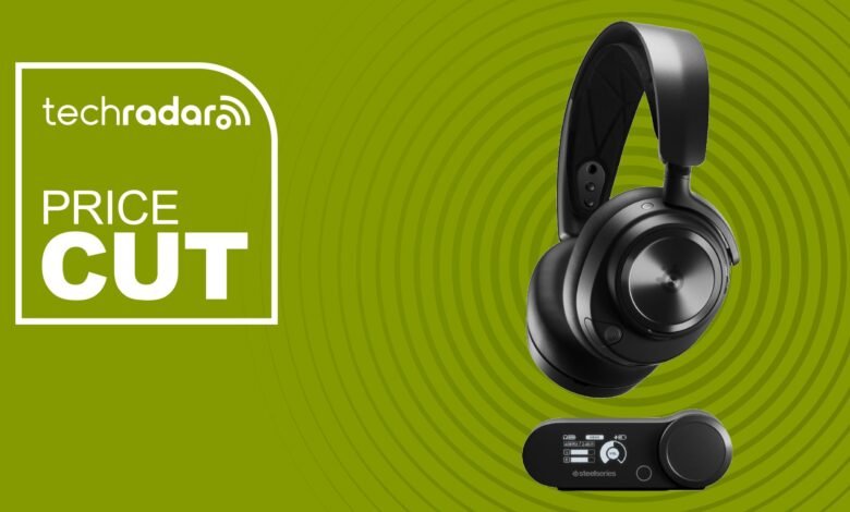 Black SteelSeries gaming headset and transmitter with a 'Price Cut' graphic.