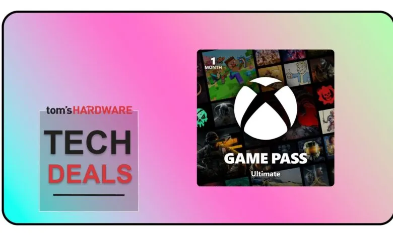 Xbox Game Pass Ultimate subscription offer with Tom's Hardware Tech Deals logo.