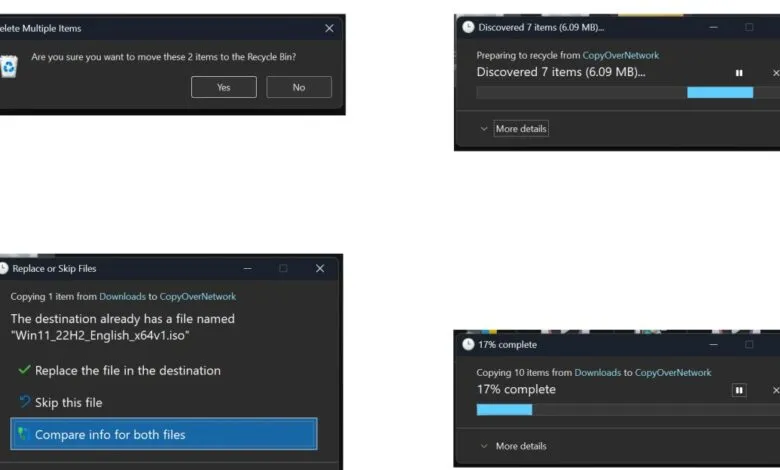 Windows 11 file operations: deleting items, recycling, and copying files.