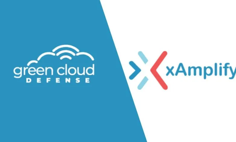 Logos for Green Cloud Defense and xAmplify side-by-side.