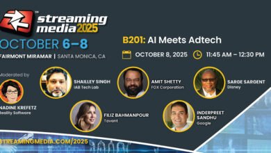 Panelists at Streaming Media 2025 conference discussing AI and Adtech.