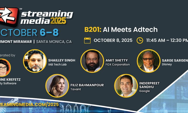 Panelists at Streaming Media 2025 conference discussing AI and Adtech.