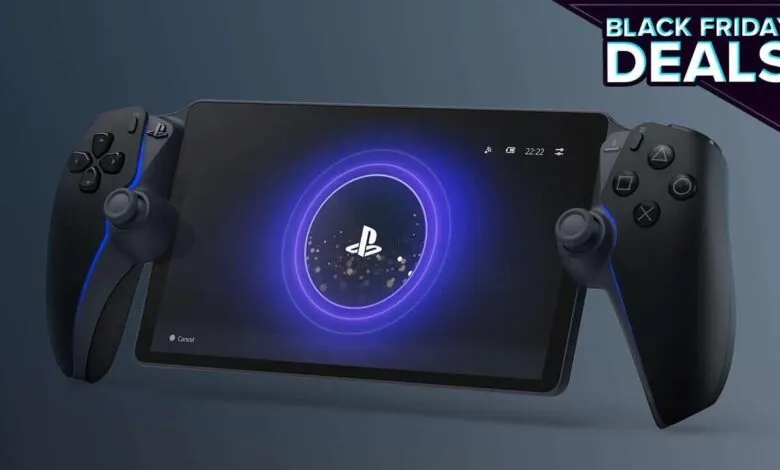 PlayStation Portal handheld console with Black Friday Deals banner.