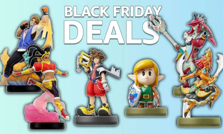 Black Friday deals featuring amiibo figures of characters from various video games.