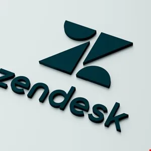 Zendesk logo with geometric shapes in dark teal on a white background.