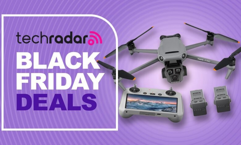 TechRadar Black Friday Deals ad featuring a DJI Mavic 3 Pro drone.