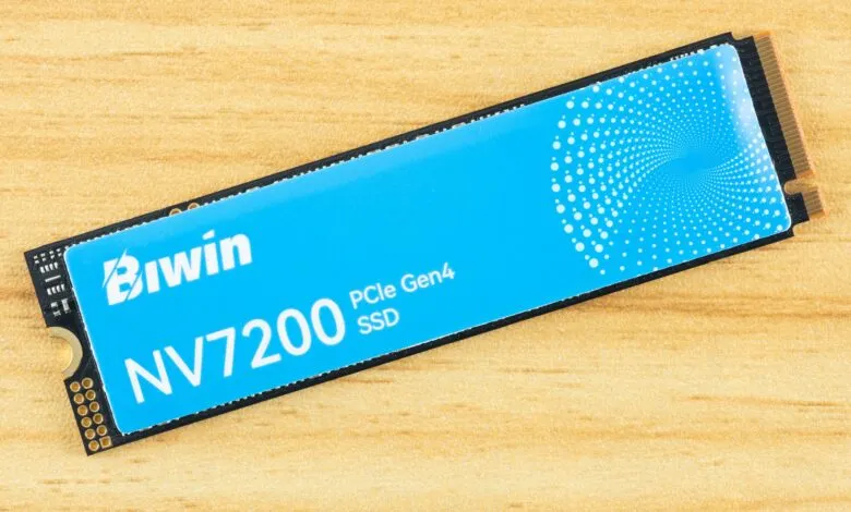 Biwin NV7200 PCIe Gen4 SSD on a wooden surface