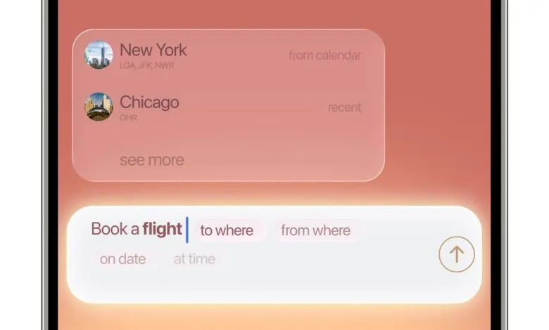 Mobile app interface for booking flights, showing recent destinations and search fields.