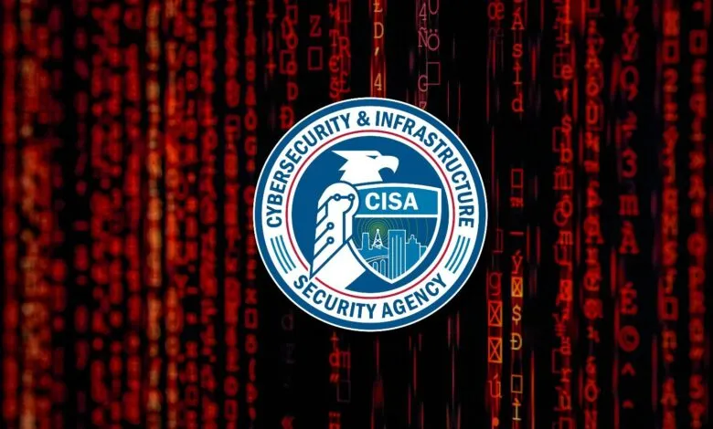 CISA logo against a backdrop of red digital code