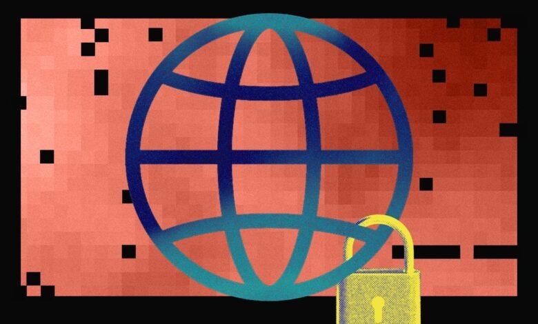 Globe with padlock, representing internet security and data protection.