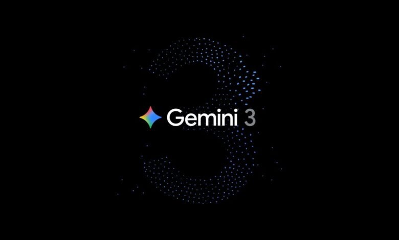 Gemini 3 logo with a colorful star and a large number 3 made of dots.