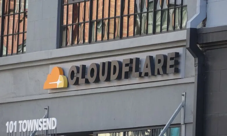 Cloudflare logo and name on building exterior, with address 101 Townsend.