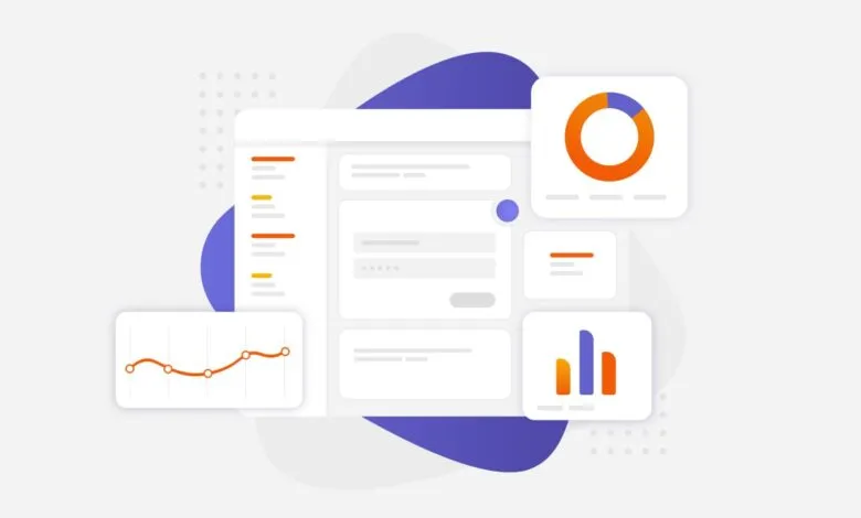 Dashboard interface with charts, graphs, and data visualizations.