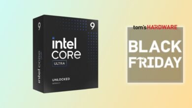 Intel Core Ultra 9 processor box next to a Black Friday sale graphic.