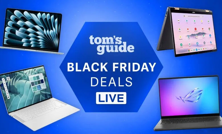 Tom's Guide Black Friday deals on laptops, featuring various models.