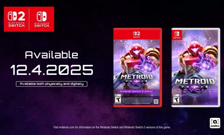 Metroid Prime 4: Beyond game announcement for Nintendo Switch and Switch 2.