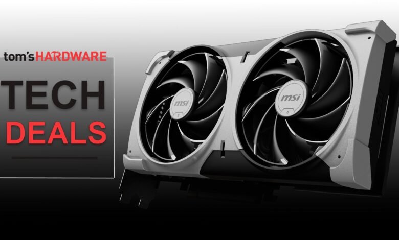 MSI graphics card with dual fans and Tom's Hardware Tech Deals logo